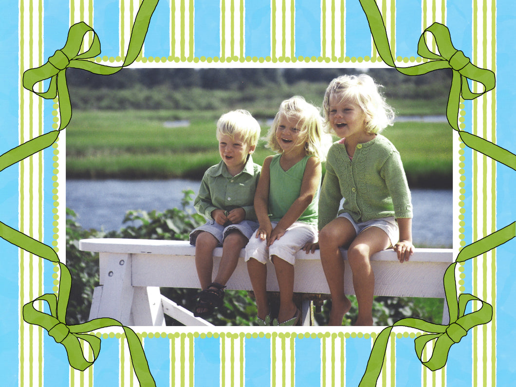 olive bow on striped present
